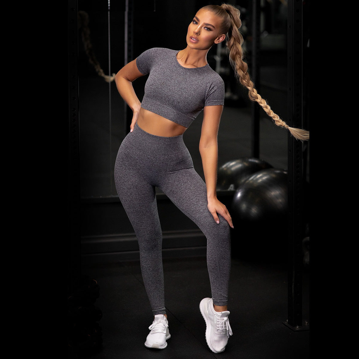 Knitted Solid Color Fitness Sports Yoga Wear