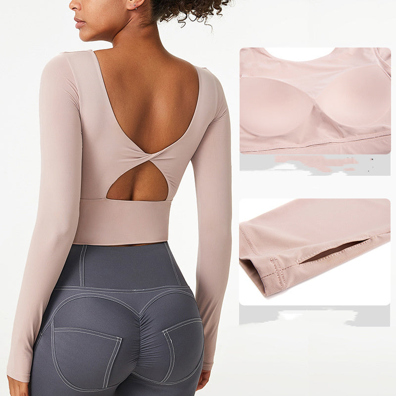 Nude Sports Top With Chest Pads