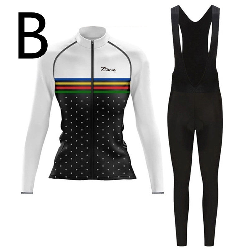 Long-sleeved Cycling Jersey And Bib, Running And Mountain Biking Sports Suit