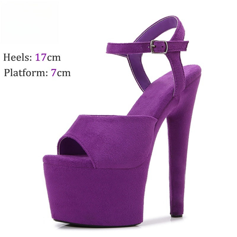 17cm Suede High Heel Sandals Model Catwalk