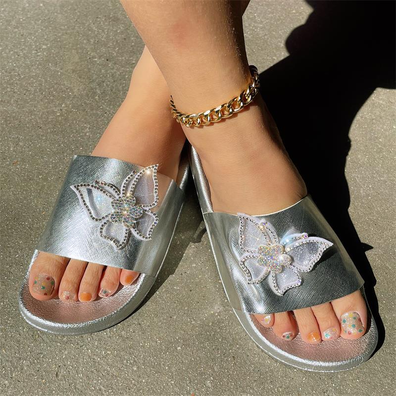 Women's Fashion Casual Light Diamond With Bowknot Slippers