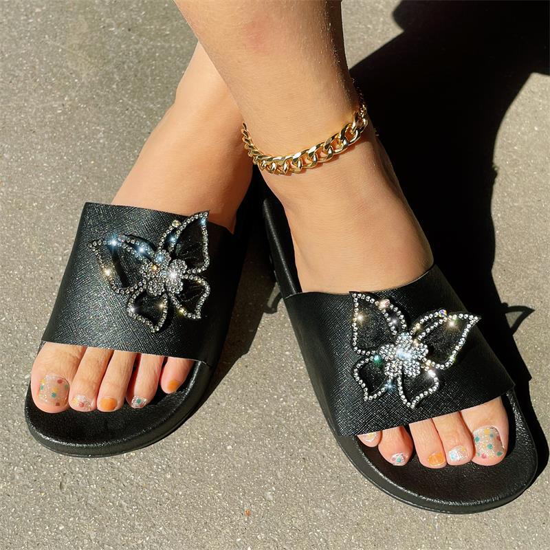 Women's Fashion Casual Light Diamond With Bowknot Slippers